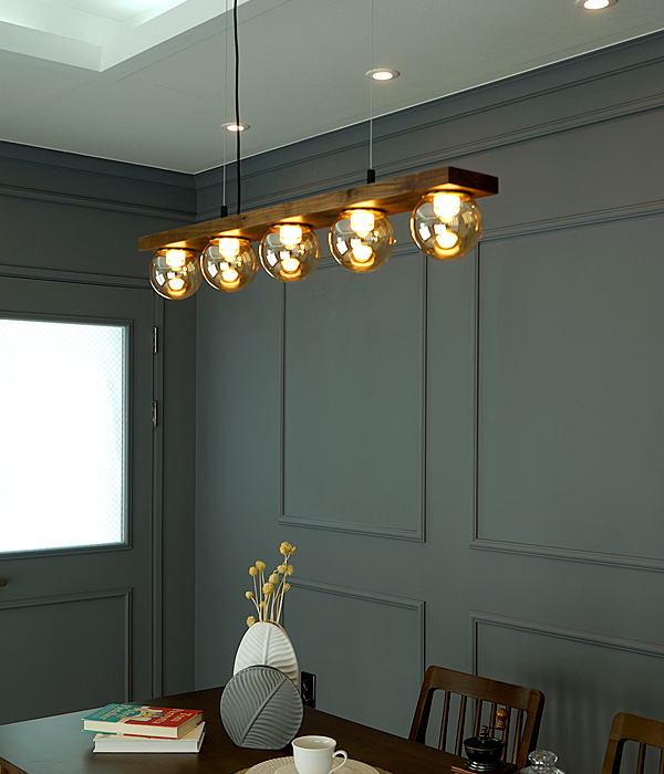 벤토리 5등 원목 식탁등 펜던트조명 LED25W