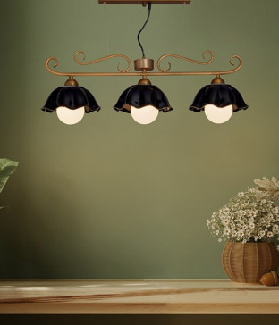 버터린 블랙 도자기 클래식 3등 펜던트전등 식탁등
